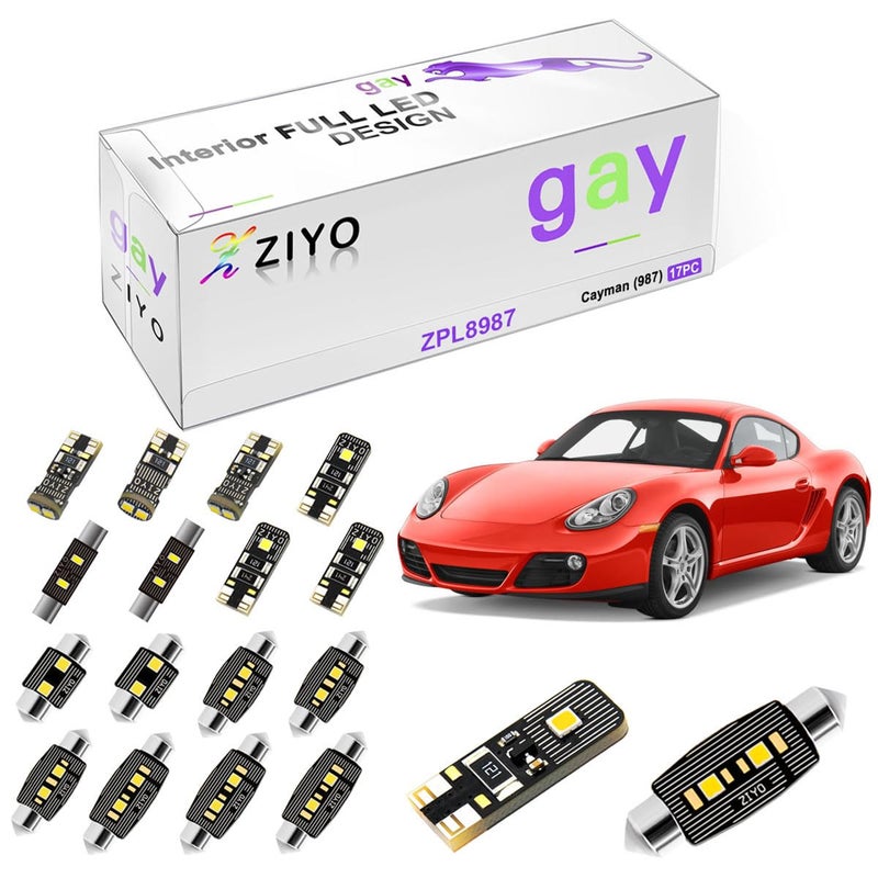ZIYOLIGHT ZIYO LED Interior Light Kit Replacement for Porsche 987 Boxster Cayman 2005-2012 + License Plate Light Bulbs Package, Xenon White Dome Lights Upgrade Error Free (Cayman 987 2005-2012) - Image 1